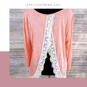 A1 Peach Open Back Crotchet Trim Detail Shirt Smal